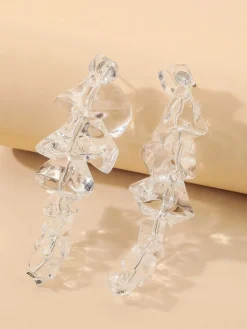 1pair Irregular Clear Acrylic Drop Earrings