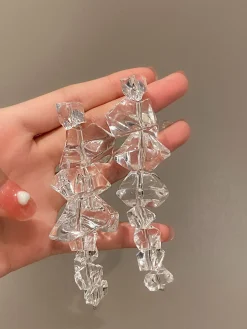1pair Irregular Clear Acrylic Drop Earrings