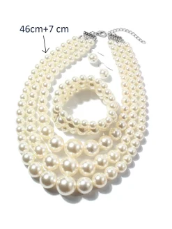 3pcs/set Elegant Imitation Pearl Multilayer Necklace Party Jewelry Set