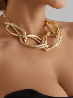 Personalized Geometric Winding Chain Necklaces