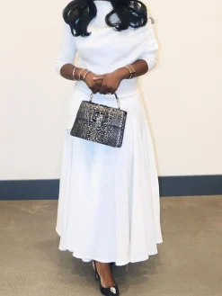 Plain Asymmetric Elegant Two-Piece Set