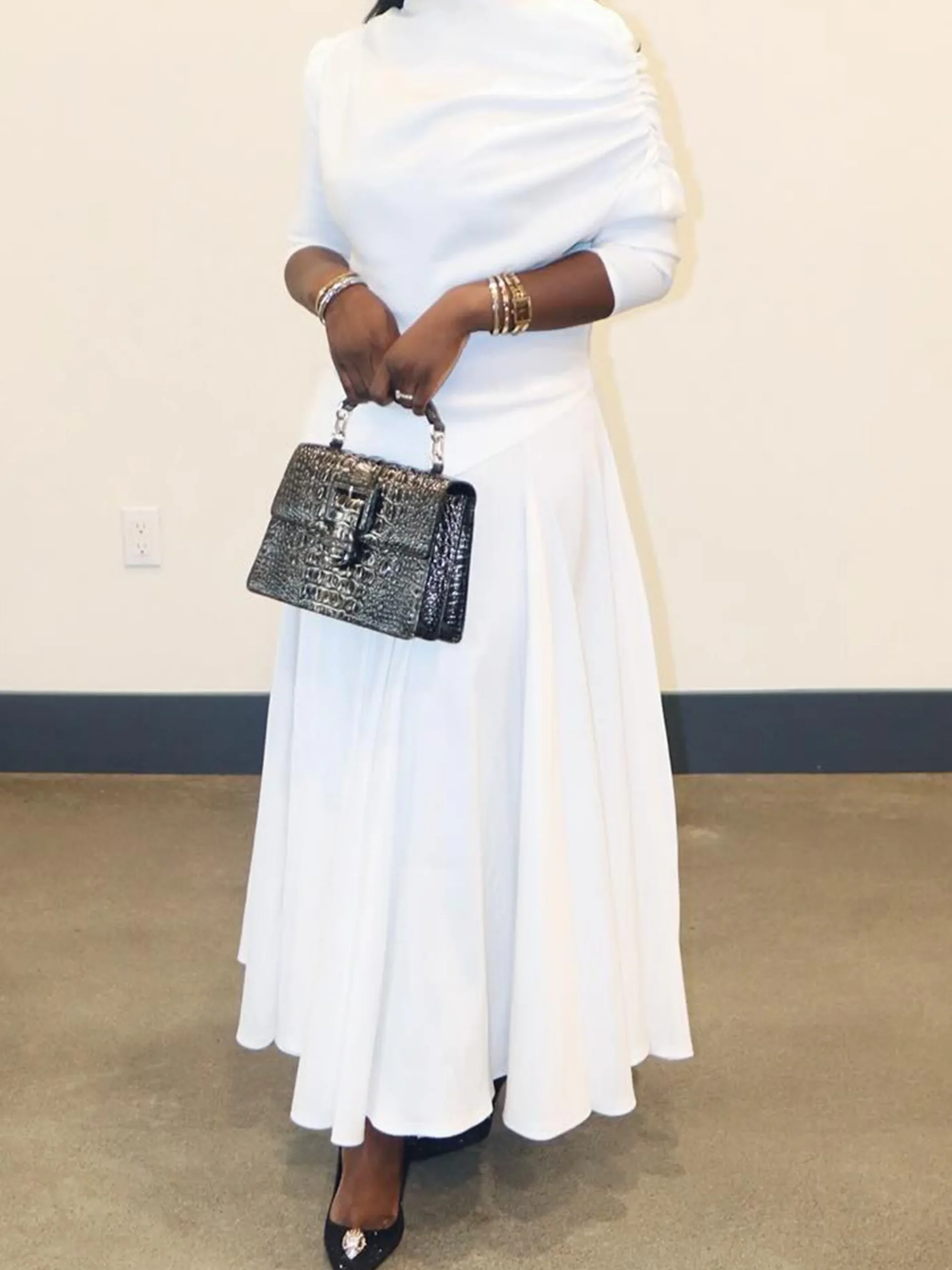 Plain Asymmetric Elegant Two-Piece Set