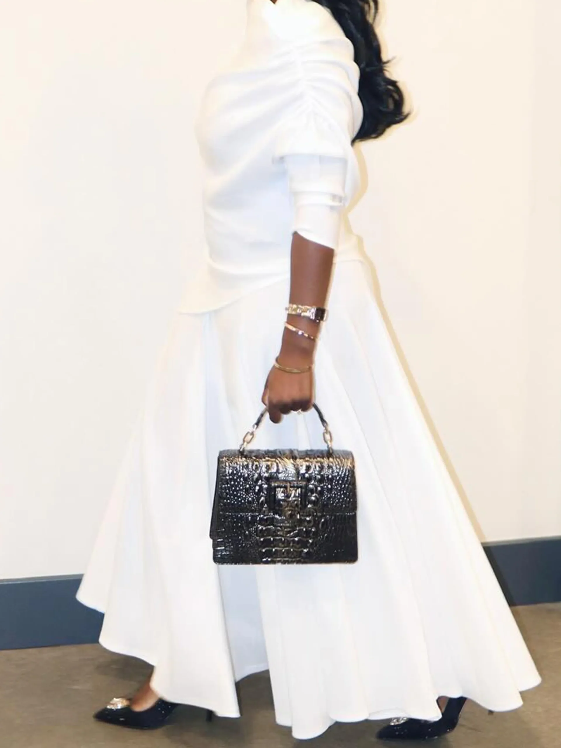 Plain Asymmetric Elegant Two-Piece Set