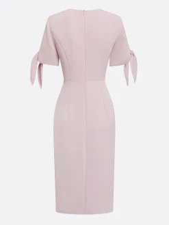 Plain Notched Regular Fit Elegant Dress With No