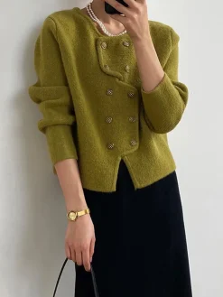 Plain Regular Fit Crew Neck Urban Cardigan