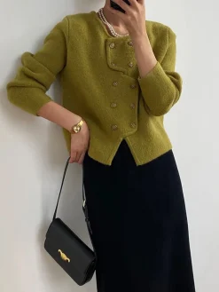 Plain Regular Fit Crew Neck Urban Cardigan