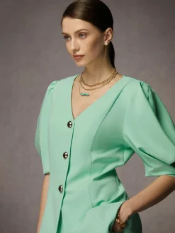 Plain Regular Fit Urban V Neck Blazer