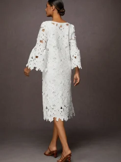 Plain Vacation Crew Neck Three Quarter Loose Skirt Dress