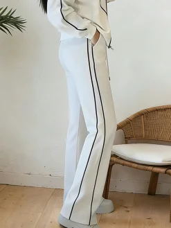 Plus Size Casual Color Block Split Joint Wide Leg Pants