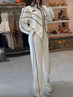 Plus Size Casual Color Block Split Joint Wide Leg Pants