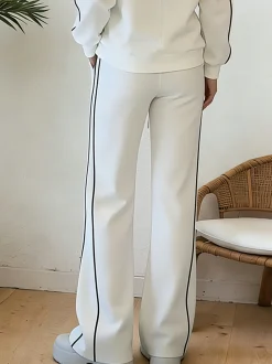 Plus Size Casual Color Block Split Joint Wide Leg Pants