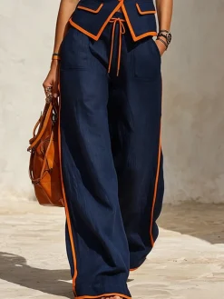 Plus Size Casual Cotton And Linen Printing Loose Pants