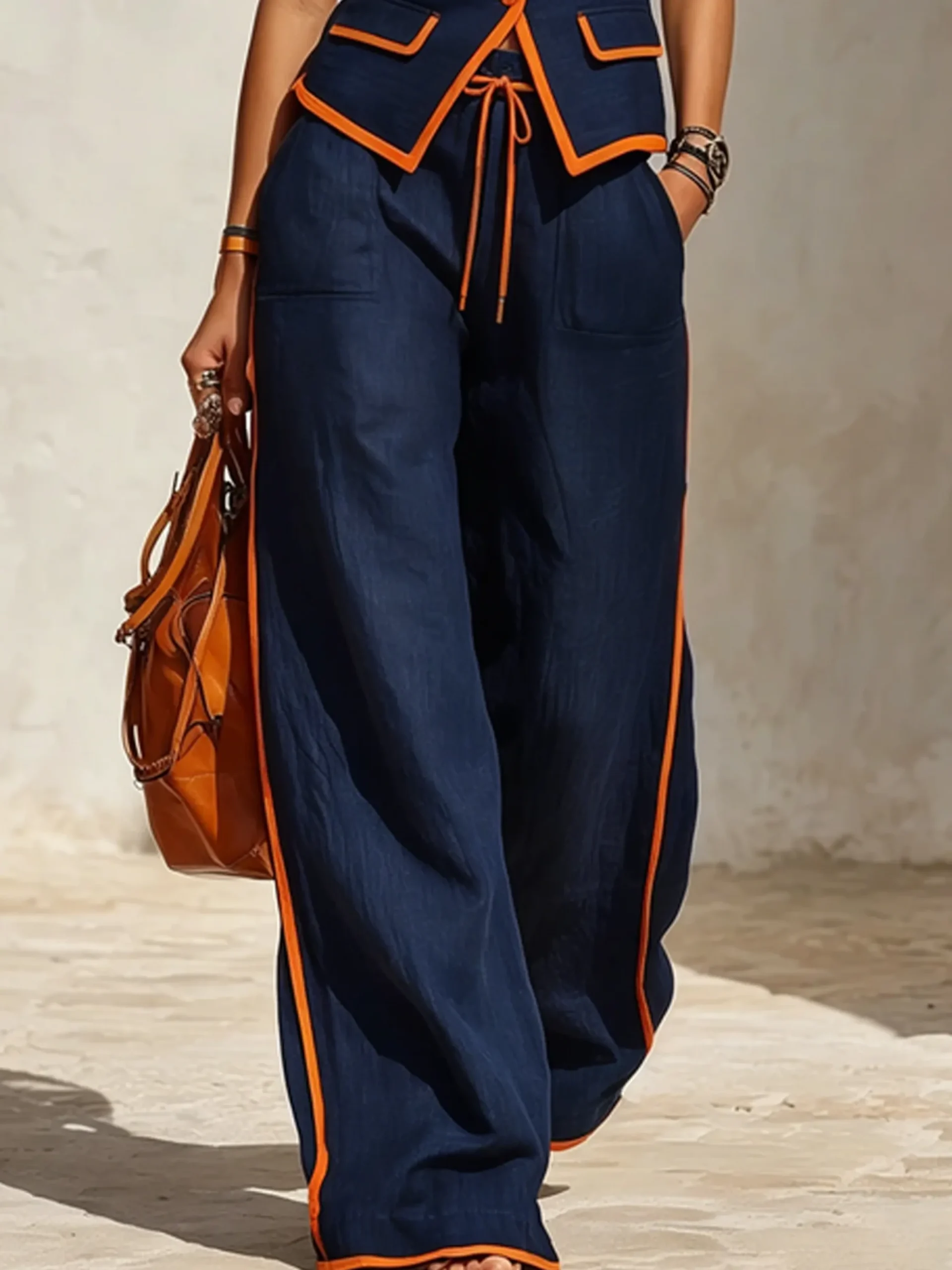 Plus Size Casual Cotton And Linen Printing Loose Pants