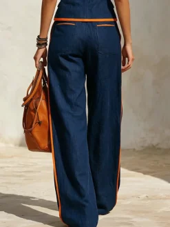 Plus Size Casual Cotton And Linen Printing Loose Pants