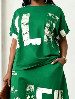 Plus Size Casual Text Letters Printing Loose T-Shirt