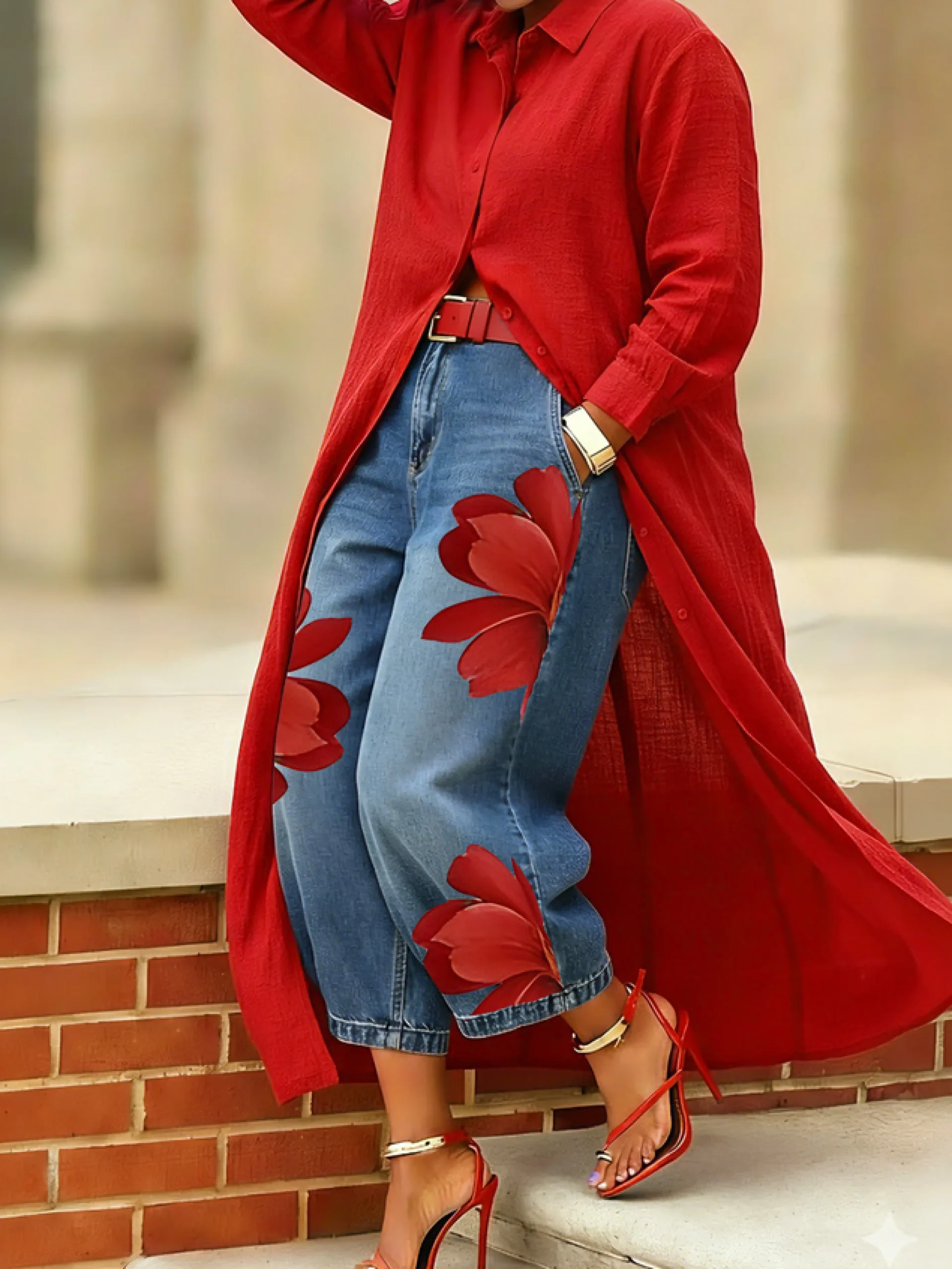 Plus Size Cotton Casual Plain Shawl Collar Shirt