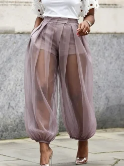 Plus Size Plain Loose Printing Urban Pants