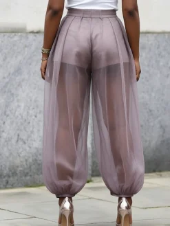 Plus Size Plain Loose Printing Urban Pants