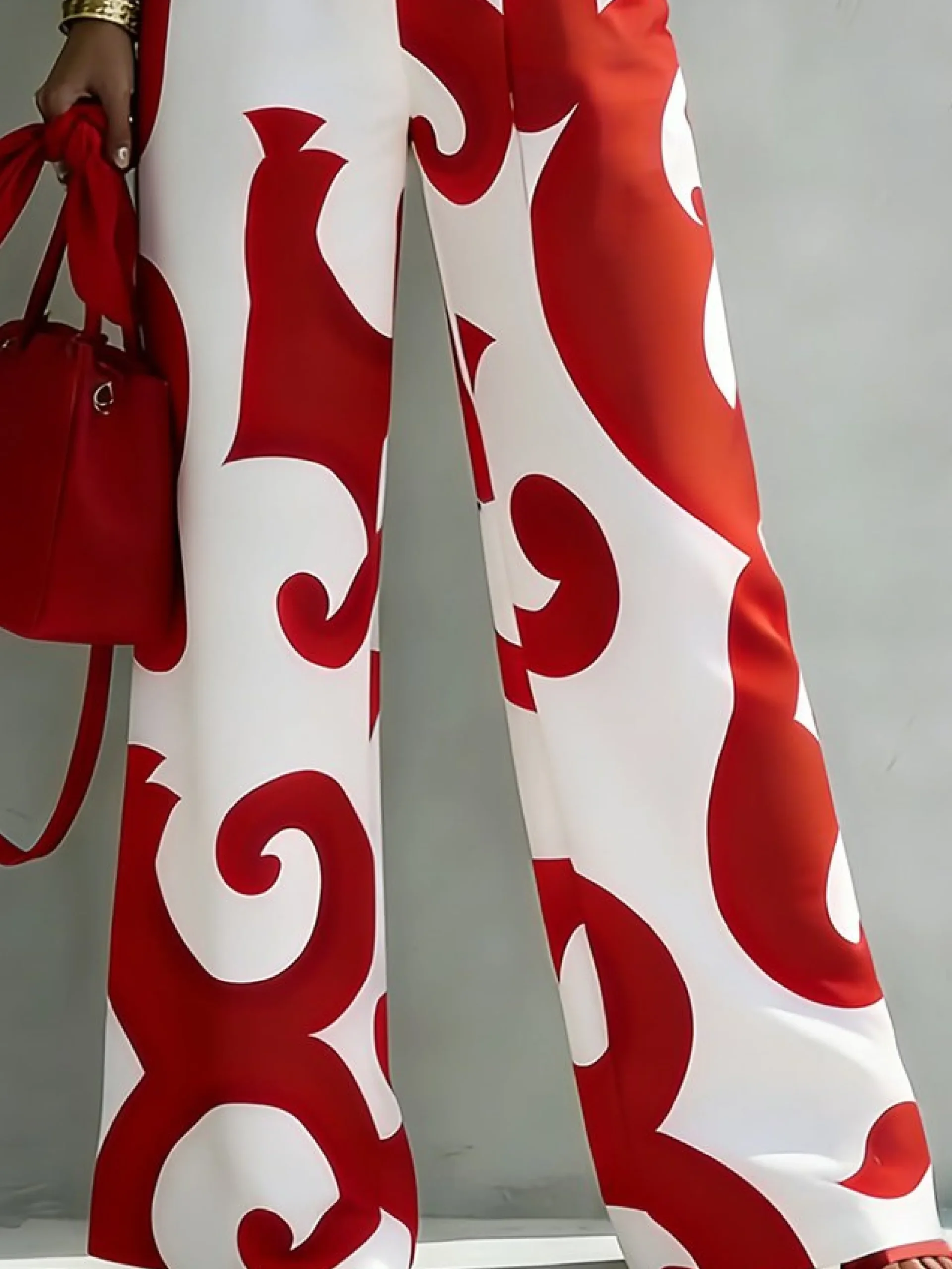 Plus Size Urban Random Print Printing Wide Leg Pants