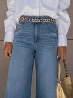 Pockets Casual Loose Jeans With No Belt