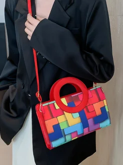 PU Color Block Classic Backpack