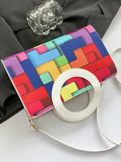 PU Color Block Classic Backpack