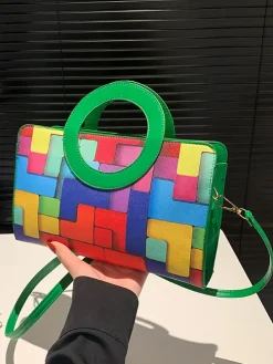 PU Color Block Classic Backpack