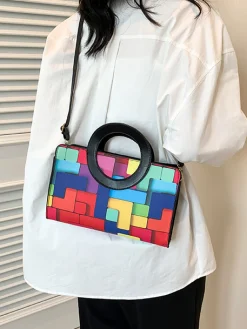 PU Color Block Classic Backpack