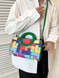PU Color Block Classic Backpack