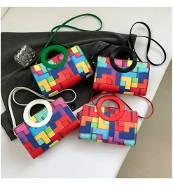 PU Color Block Classic Backpack