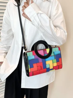 PU Color Block Classic Backpack
