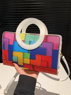 PU Color Block Classic Backpack