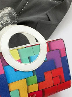 PU Color Block Classic Backpack