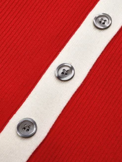 Puff Sleeve Color Block Elegant Sweater Shirt