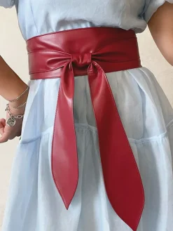 PU Plain Waist Band With Belt