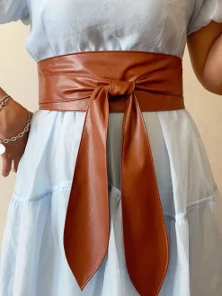 PU Plain Waist Band With Belt