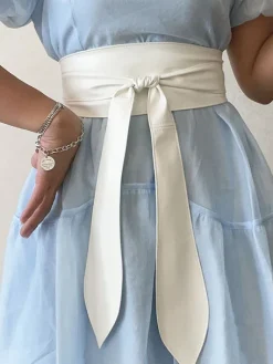 PU Plain Waist Band With Belt