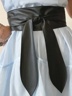 PU Plain Waist Band With Belt