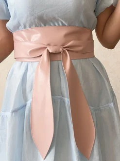 PU Plain Waist Band With Belt