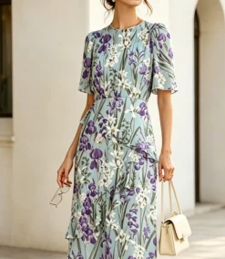 Regular Fit Elegant Floral Dress With No