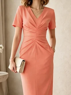 Regular Fit Elegant Regular Sleeve Dress With No