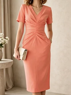Regular Fit Elegant Regular Sleeve Dress With No