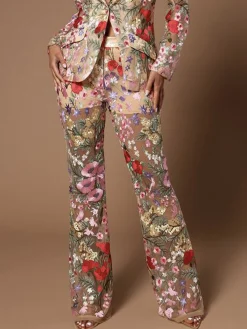 Regular Fit Lapel Collar Floral Elegant Blazer