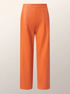 Regular Fit Micro-Elasticity Urban Pu Faux Leather Pants Straight pants