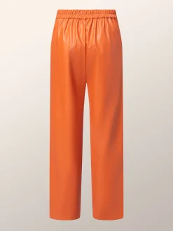 Regular Fit Micro-Elasticity Urban Pu Faux Leather Pants Straight pants