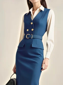 Regular Fit Urban Regular Sleeve Dress With Belt