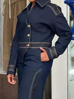 Regular Fit Urban Shirt Collar Long Sleeve Denim Jacket