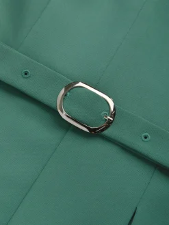 Regular Sleeve Stand Collar Plain Urban Dress With Belt