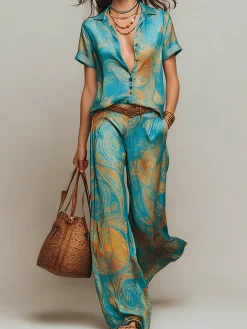 Resort Abstract Print Relaxed H-Line Shirt