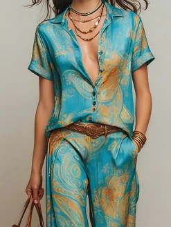 Resort Abstract Print Relaxed H-Line Shirt